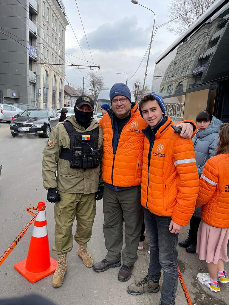 Danny and Lavee with Moldovan border police.