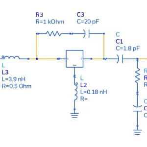 Figure 1: Application circuit schematic for SAV-541+ E-pHEMT in a narrowband (2300-2400 MHz) low noise amplifier.