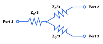 Figure 1: Resistive power splitter / combiner circuit schematic